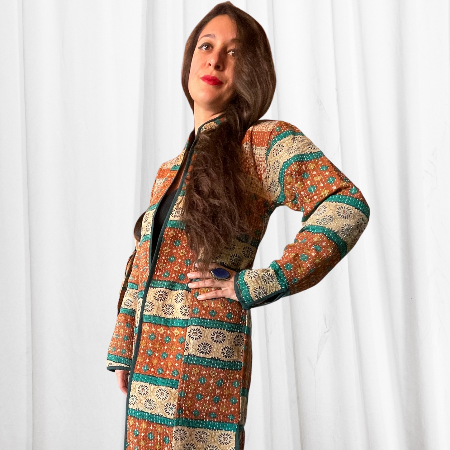 Kantha Coat - In Southwestern in MEDIUM