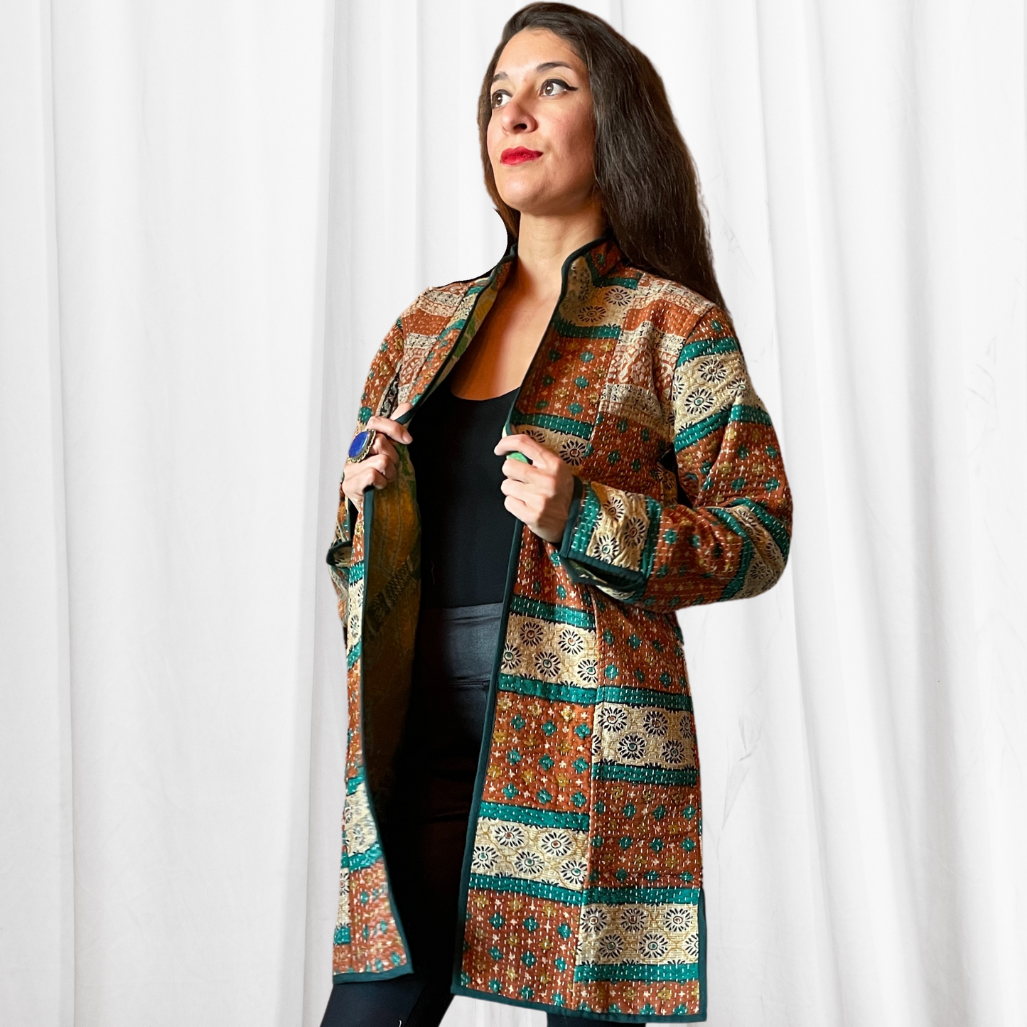 Kantha Coat - In Southwestern in MEDIUM