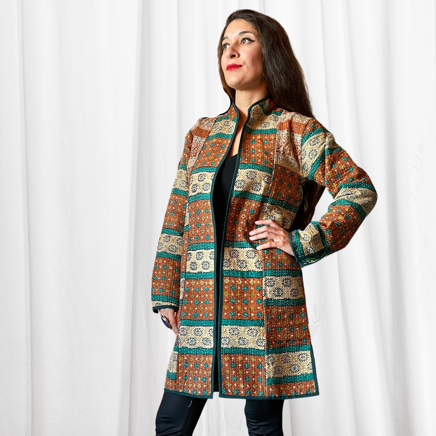 Kantha Coat - In Southwestern in MEDIUM